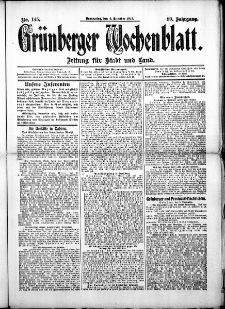 Gr&uuml;nberger Wochenblatt: Zeitung f&uuml;r Stadt und Land, No. 145. (4. Dezember 1913)