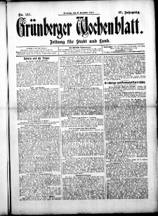 Gr&uuml;nberger Wochenblatt: Zeitung f&uuml;r Stadt und Land, No. 147. (9. Dezember 1913)