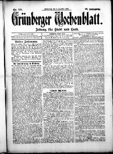 Gr&uuml;nberger Wochenblatt: Zeitung f&uuml;r Stadt und Land, No. 148. (11. Dezember 1913)