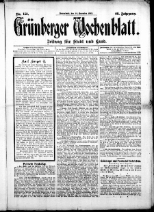 Gr&uuml;nberger Wochenblatt: Zeitung f&uuml;r Stadt und Land, No. 152. (20. Dezember 1913)