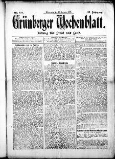 Gr&uuml;nberger Wochenblatt: Zeitung f&uuml;r Stadt und Land, No. 154. (25. Dezember 1913)