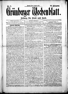 Grünberger Wochenblatt: Zeitung für Stadt und Land, No. 3. (6. Januar 1914)