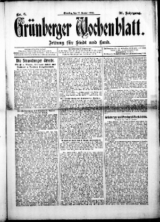 Grünberger Wochenblatt: Zeitung für Stadt und Land, No. 6. (13. Januar 1914)