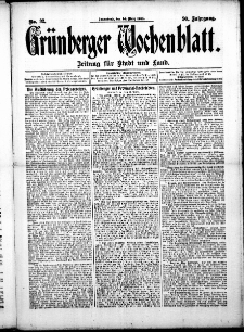 Gr&uuml;nberger Wochenblatt: Zeitung f&uuml;r Stadt und Land, No. 32. (14. M&auml;rz 1914)