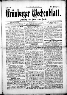 Grünberger Wochenblatt: Zeitung für Stadt und Land, No. 50. (25. April 1914)