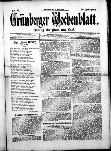 Grünberger Wochenblatt: Zeitung für Stadt und Land, No. 56. (9. Mai 1914)