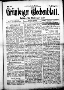Grünberger Wochenblatt: Zeitung für Stadt und Land, No. 60. (19. Mai 1914)