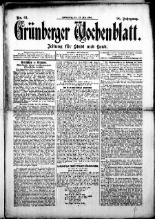 Grünberger Wochenblatt: Zeitung für Stadt und Land, No. 61. (21. Mai 1914)