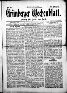 Gr&uuml;nberger Wochenblatt: Zeitung f&uuml;r Stadt und Land, No. 66. (3. Juni 1914)