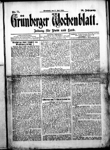 Grünberger Wochenblatt: Zeitung für Stadt und Land, No. 71. (13. Juni 1914)