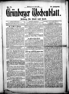 Grünberger Wochenblatt: Zeitung für Stadt und Land, No. 75. (23. Juni 1914)