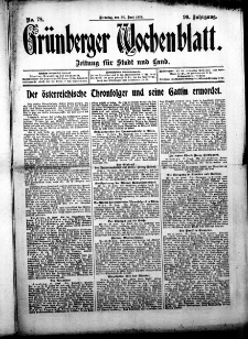 Grünberger Wochenblatt: Zeitung für Stadt und Land, No. 78. (30. Juni 1914)