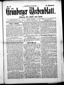 Gr&uuml;nberger Wochenblatt: Zeitung f&uuml;r Stadt und Land, No. 88. (23. Juli 1914)