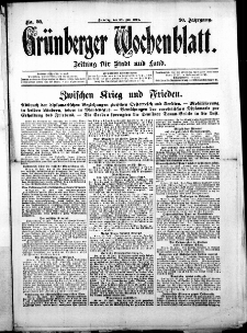 Gr&uuml;nberger Wochenblatt: Zeitung f&uuml;r Stadt und Land, No. 90. (28. Juli 1914)