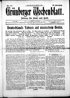 Grünberger Wochenblatt: Zeitung für Stadt und Land, No. 131. (16. September 1914)