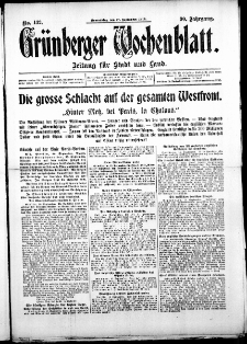 Grünberger Wochenblatt: Zeitung für Stadt und Land, No. 132. (17. September 1914)
