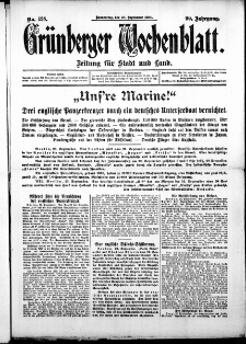 Gr&uuml;nberger Wochenblatt: Zeitung f&uuml;r Stadt und Land, No. 138. (24. September 1914)