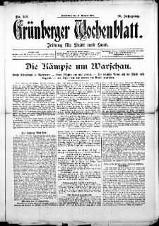 Grünberger Wochenblatt: Zeitung für Stadt und Land, No. 158. (17. Oktober 1914)