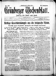 Grünberger Wochenblatt: Zeitung für Stadt und Land, No. 164. (24. Oktober 1914)