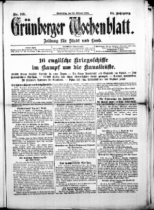 Gr&uuml;nberger Wochenblatt: Zeitung f&uuml;r Stadt und Land, No. 168. (29. Oktober 1914)