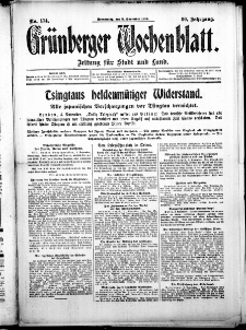 Grünberger Wochenblatt: Zeitung für Stadt und Land, No. 174. (5. November 1914)