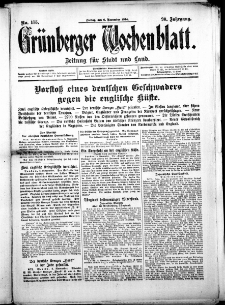 Grünberger Wochenblatt: Zeitung für Stadt und Land, No. 175. (6. November 1914)