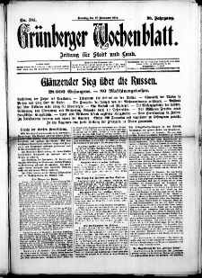 Grünberger Wochenblatt: Zeitung für Stadt und Land, No. 184. (17. November 1914)