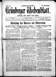 Gr&uuml;nberger Wochenblatt: Zeitung f&uuml;r Stadt und Land, No. 188. (22. November 1914)