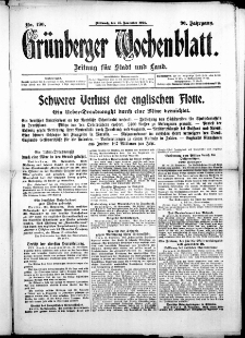 Grünberger Wochenblatt: Zeitung für Stadt und Land, No. 190. (25. November 1914)