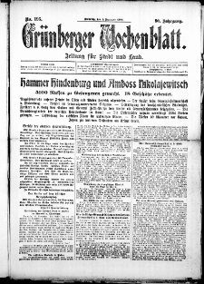 Grünberger Wochenblatt: Zeitung für Stadt und Land, No. 195. (1. Dezember 1914)