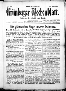 Gr&uuml;nberger Wochenblatt: Zeitung f&uuml;r Stadt und Land, No. 197. (3. Dezember 1914)