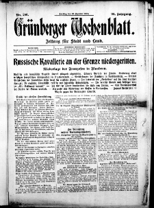 Grünberger Wochenblatt: Zeitung für Stadt und Land, No. 206. (13. Dezember 1914)