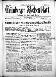 Gr&uuml;nberger Wochenblatt: Zeitung f&uuml;r Stadt und Land, No. 208. (16. Dezember 1914)
