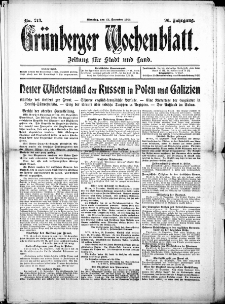 Gr&uuml;nberger Wochenblatt: Zeitung f&uuml;r Stadt und Land, No. 213. (22. Dezember 1914)
