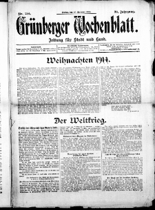 Grünberger Wochenblatt: Zeitung für Stadt und Land, No. 216. (25. Dezember 1914)