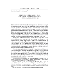 Odkrywanie Znanieckiego. O niezrealizowanej recepcji Floriana Znanieckiego = Discovery of Znaniecki. Unfulfilled reception of Florian Znaniecki`s works