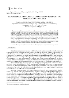 Experimental regulating parameters of bladder-type hydraulic accumulator