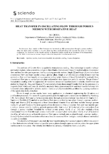 Heat transfer in oscillating flow through porous medium with dissipative heat