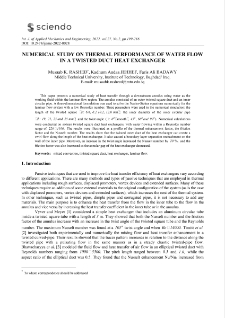 Numerical study on thermal performance of water flow in a twisted duct heat exchanger