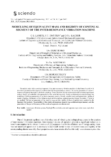 Modelling of equivalent mass and rigidity of continual segment of the inter-resonance vibration machine