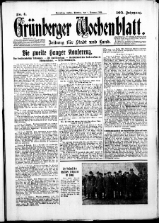 Gr&uuml;nberger Wochenblatt: Zeitung f&uuml;r Stadt und Land, No.4. ( 6. Januar 1930 )