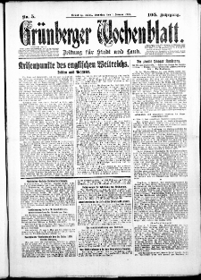 Gr&uuml;nberger Wochenblatt: Zeitung f&uuml;r Stadt und Land, No.5. ( 7. Januar 1930 )
