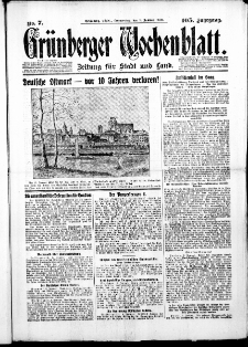 Gr&uuml;nberger Wochenblatt: Zeitung f&uuml;r Stadt und Land, No. 7. ( 9. Januar 1930 )