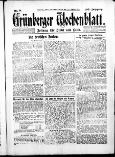 Gr&uuml;nberger Wochenblatt: Zeitung f&uuml;r Stadt und Land, No.9. ( 11./12. Januar 1930 )
