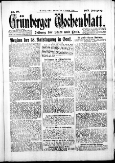 Gr&uuml;nberger Wochenblatt: Zeitung f&uuml;r Stadt und Land, No.10. ( 13. Januar 1930 )