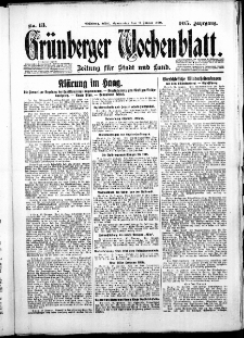 Gr&uuml;nberger Wochenblatt: Zeitung f&uuml;r Stadt und Land, No.13. ( 16. Januar 1930 )