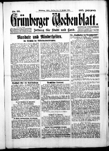 Gr&uuml;nberger Wochenblatt: Zeitung f&uuml;r Stadt und Land, No.14. ( 17. Januar 1930 )