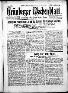 Gr&uuml;nberger Wochenblatt: Zeitung f&uuml;r Stadt und Land, No.15. ( 18./19. Januar 1930 )