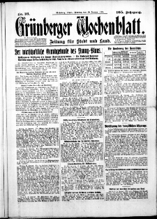 Gr&uuml;nberger Wochenblatt: Zeitung f&uuml;r Stadt und Land, No.16. ( 20. Januar 1930 )