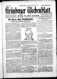 Gr&uuml;nberger Wochenblatt: Zeitung f&uuml;r Stadt und Land, No.19. ( 23. Januar 1930 )